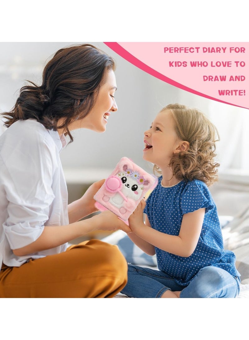 لوكاداه مفكرة قطة للبنات مع قلم، مفكرة سرية، دفتر ملاحظات جميل للأطفال، دفتر ملاحظات ناعم للأطفال، مفكرة قطيفة لطيفة للكتابة والرسم، دفتر ملاحظات فروي برسومات حيوانات كرتونية مع قلم مزين بكرات صوفية، دفتر ملاحظات مسطر A5 للمدرسة والمكتب والملاحظات اليومية، هدايا للأطفال والمراهقين، هدية عيد ميلاد للبنات من عمر 4 إلى 12 سنة فما فوق (160 صفحة) - Image 3